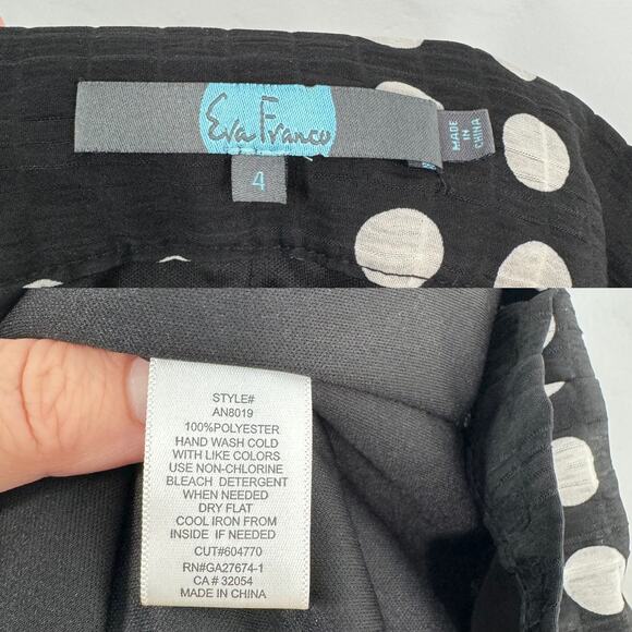 Anthropologie Eva Franco Palazzo Pants Black White Polka Dot Work Boho Size 4 - Picture 10 of 16